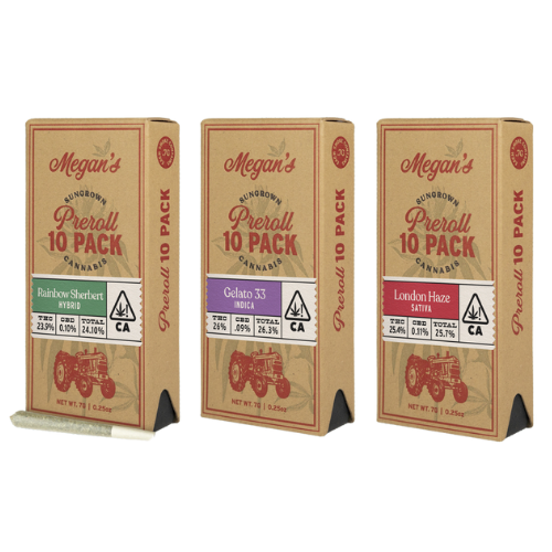 Megan's ten pack preroll packaging