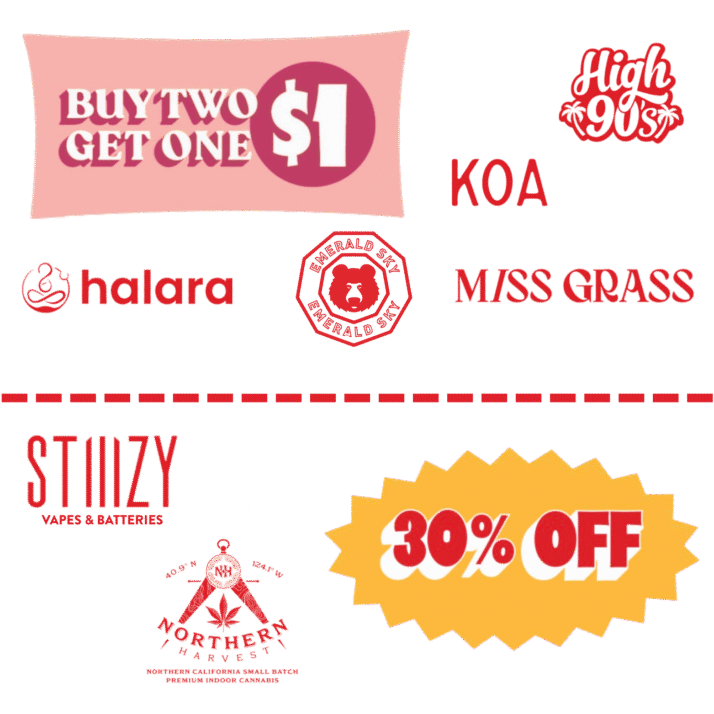 B2G1 $1 - High 90's, KOA, Halara, Emerald Sky, & Miss Grass! 30% Off Stiiizy Vapes & Batteries & Northern Harvest!