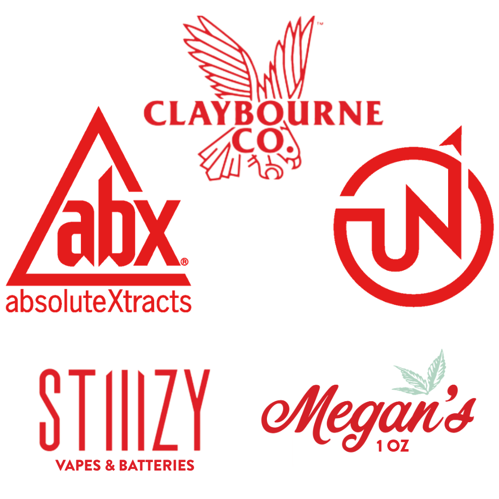 Claybourne, AbsoluteXtracts (ABX), UpNorth, Stiiizy Vapes & Batteries, & Megan's Brand 1oz